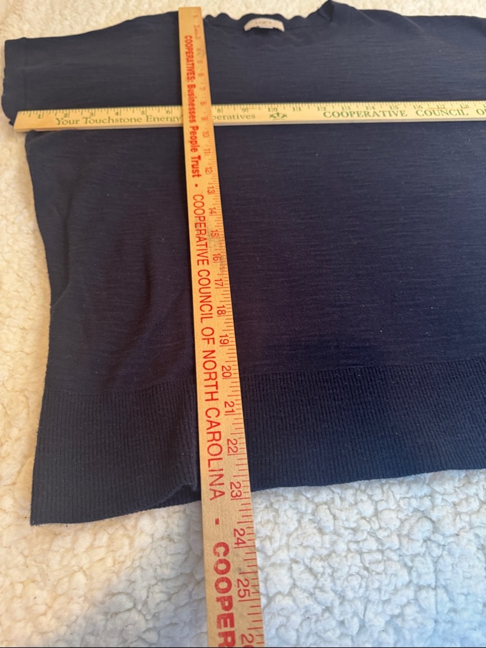 LOFT Navy Short Sleeve Knit Navy Top, size medium - Picture 5 of 8